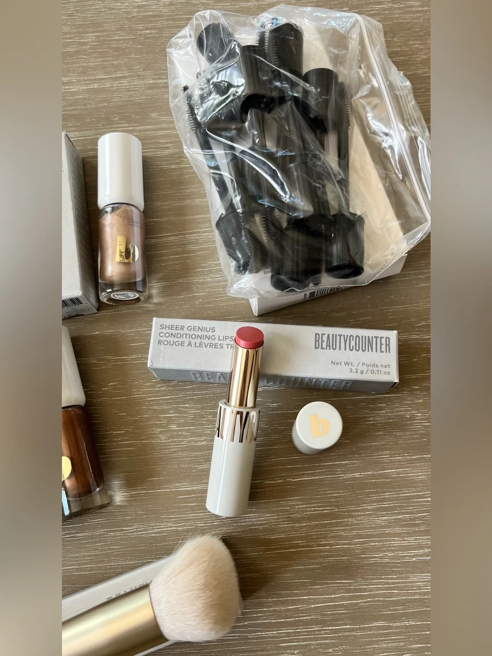 8X BeautyCounter Cream Shadow, Lipstick, Blush, Brush, Tester Wands